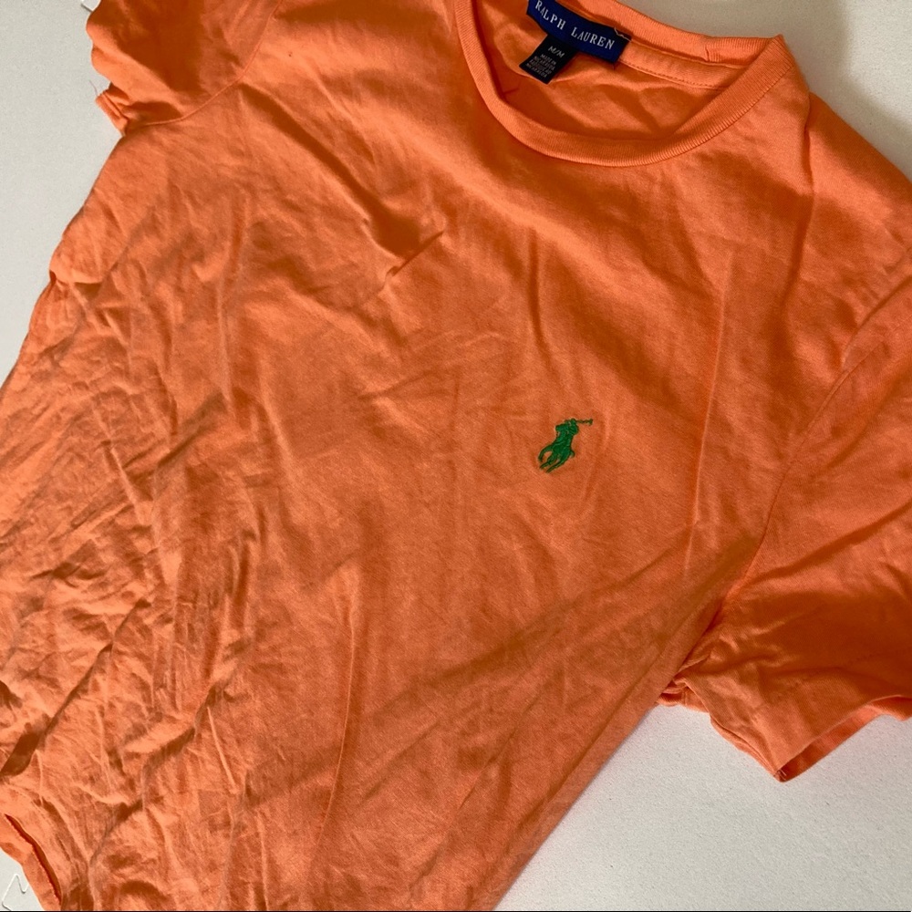 Orange Ralph Lauren Pony Logo Crewneck Tee Shirt